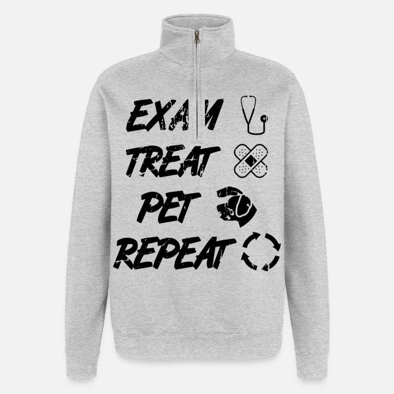 Veterinarian Routine - Quarter-Zip Sweatshirt - heather grey