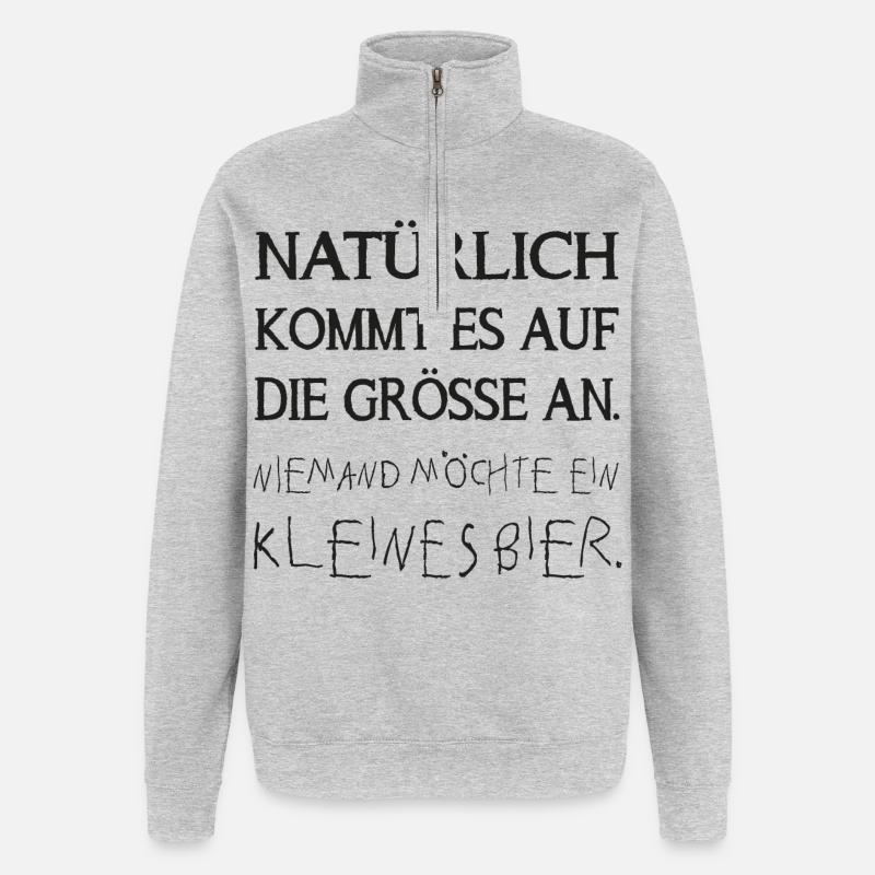 niemand möchte ein kleines bier - Quarter-Zip-Sweatshirt - Grau meliert