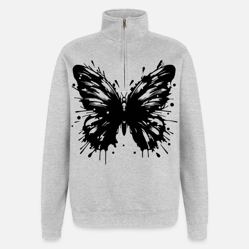 Schmetterling - Quarter-Zip-Sweatshirt - Grau meliert
