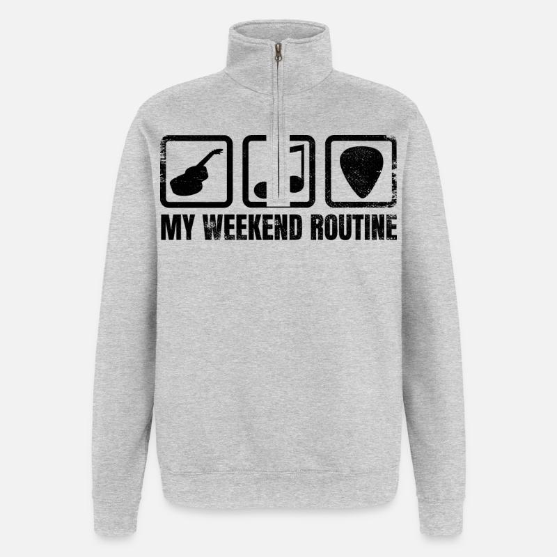 Meine Wochenendroutine - Quarter-Zip-Sweatshirt - Grau meliert