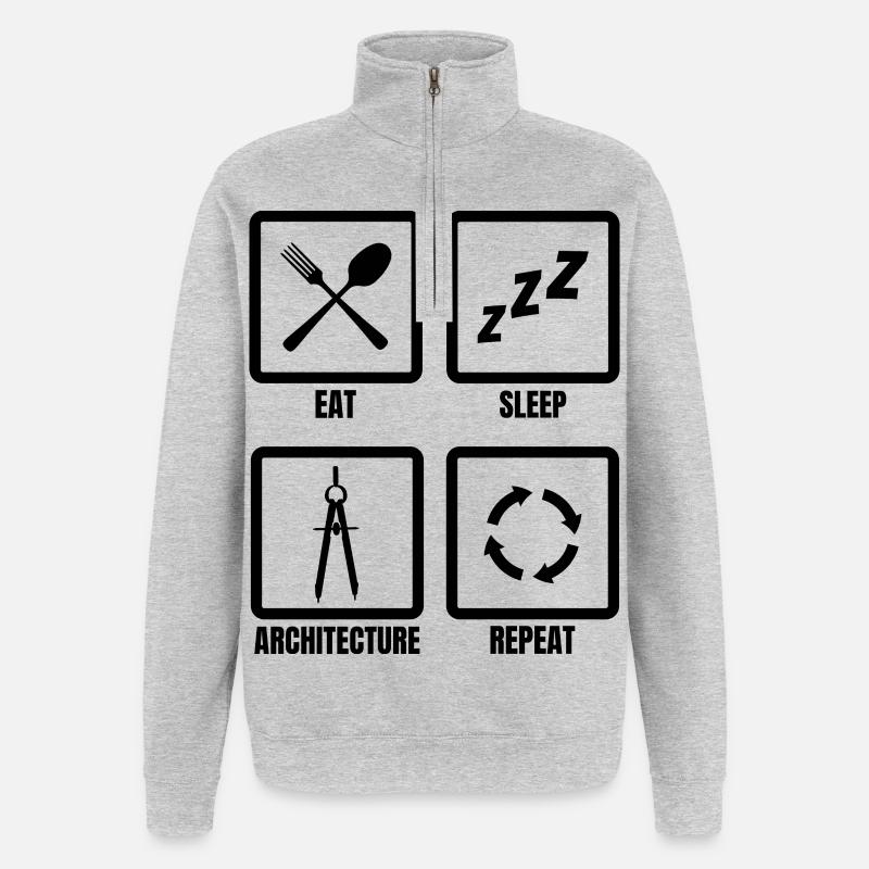 Manger Sommeil Architecture Répéter - Sweat à zip 1/4 - gris chiné