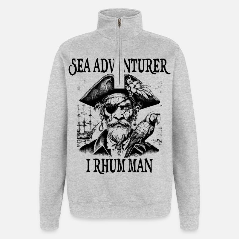 ICH RHUM MANN - Quarter-Zip-Sweatshirt - Grau meliert