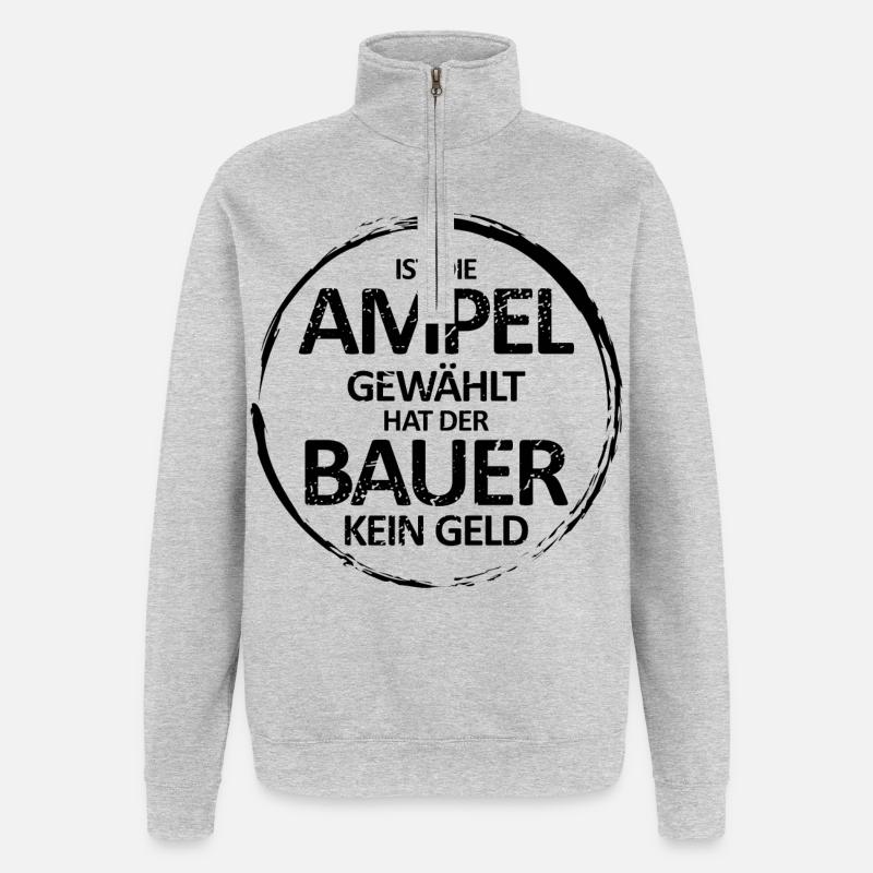 Bauernproteste Agrardiesel Demo - Quarter-Zip-Sweatshirt - Grau meliert