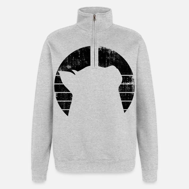 Chat - Sweat à zip 1/4 - gris chiné