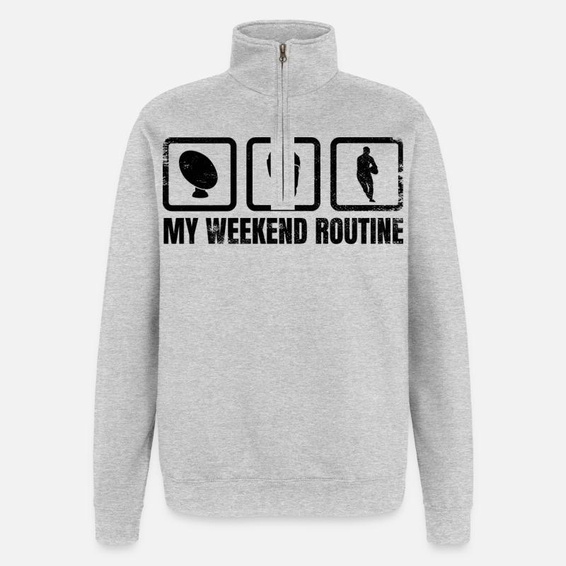 Rugbyspieler Wochenendplan - Quarter-Zip-Sweatshirt - Grau meliert