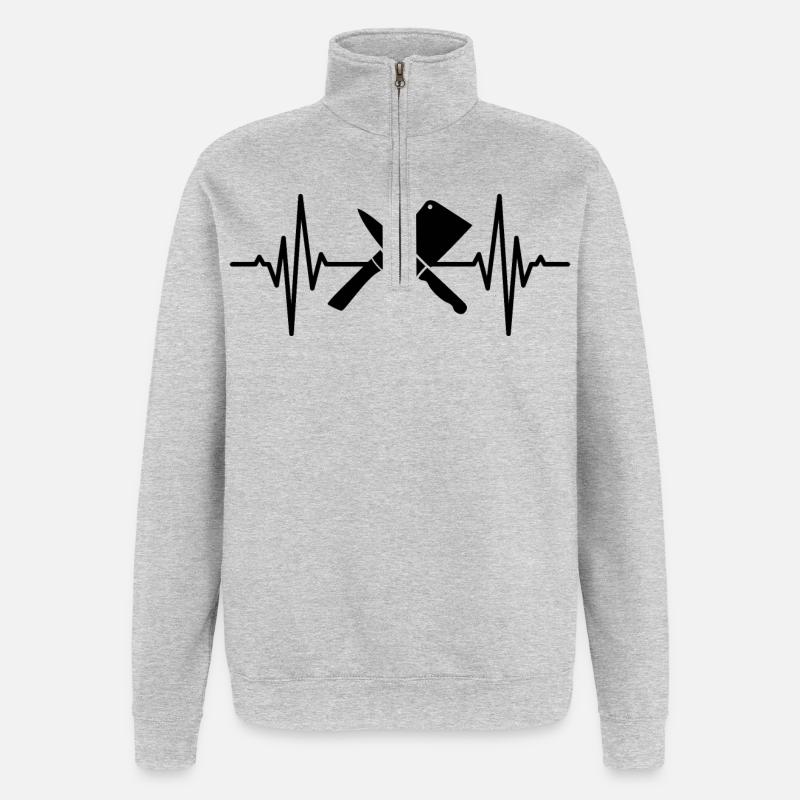 Palpitations cardiaques de couperet - Sweat à zip 1/4 - gris chiné