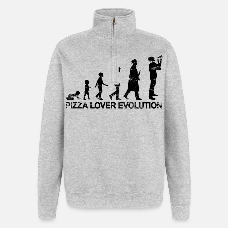 Pizza Lover Evolution - Quarter-Zip-Sweatshirt - Grau meliert