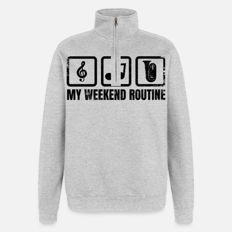 Ma routine du week-end - Sweat à zip 1/4 - gris chiné