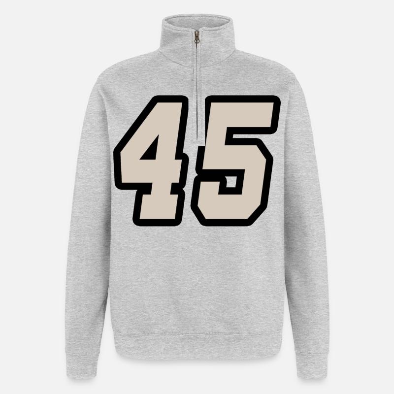 Nummer fünfundvierzig 45 - Quarter-Zip-Sweatshirt - Grau meliert