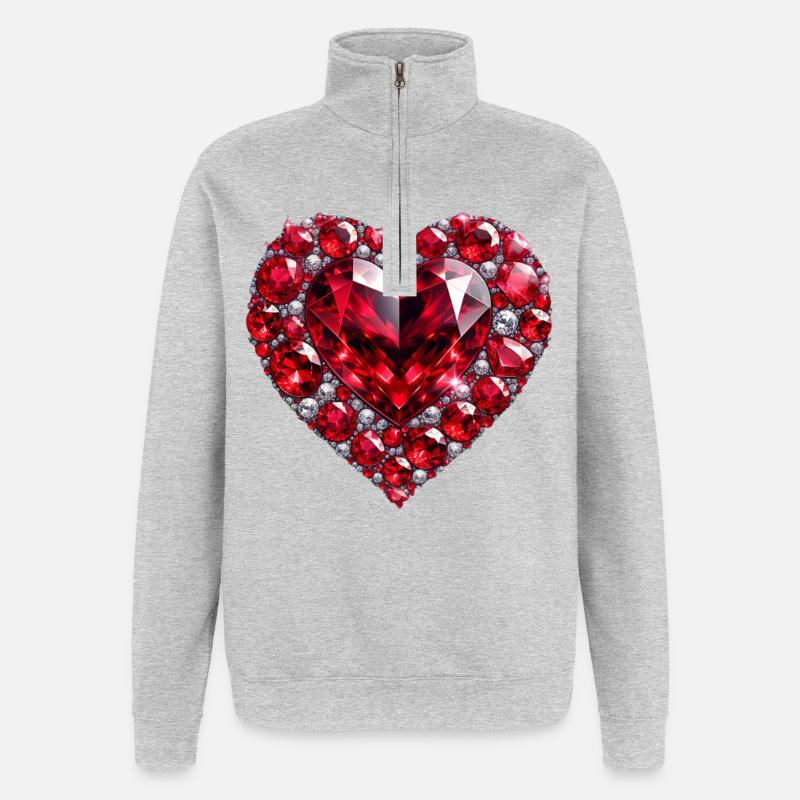 Crystal Love Ruby - Quarter-Zip Sweatshirt - heather grey
