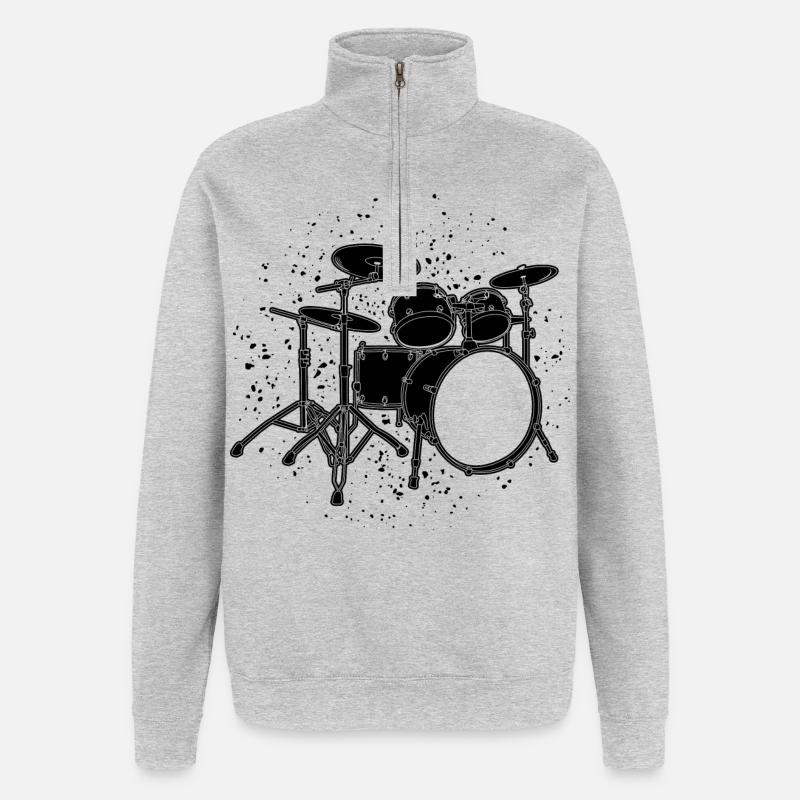 Percussion - Sweat à zip 1/4 - gris chiné