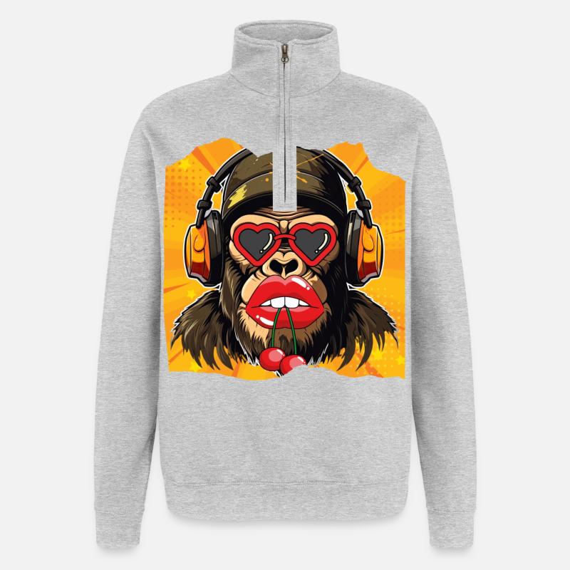 Monkey & Cherry - Quarter-Zip Sweatshirt - heather grey