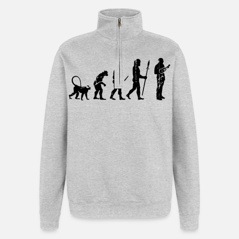 Entwicklung eines Ukulele Spielers - Quarter-Zip-Sweatshirt - Grau meliert