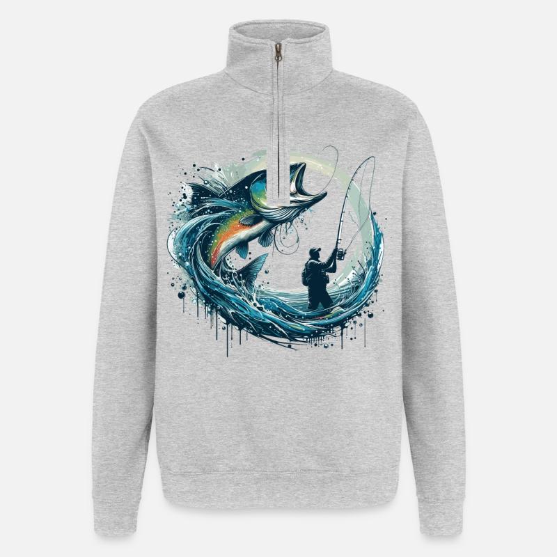 Fishing Dynamic Gift - Quarter-Zip Sweatshirt - heather grey