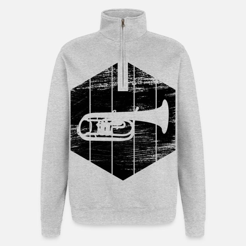 Trompete - Quarter-Zip-Sweatshirt - Grau meliert