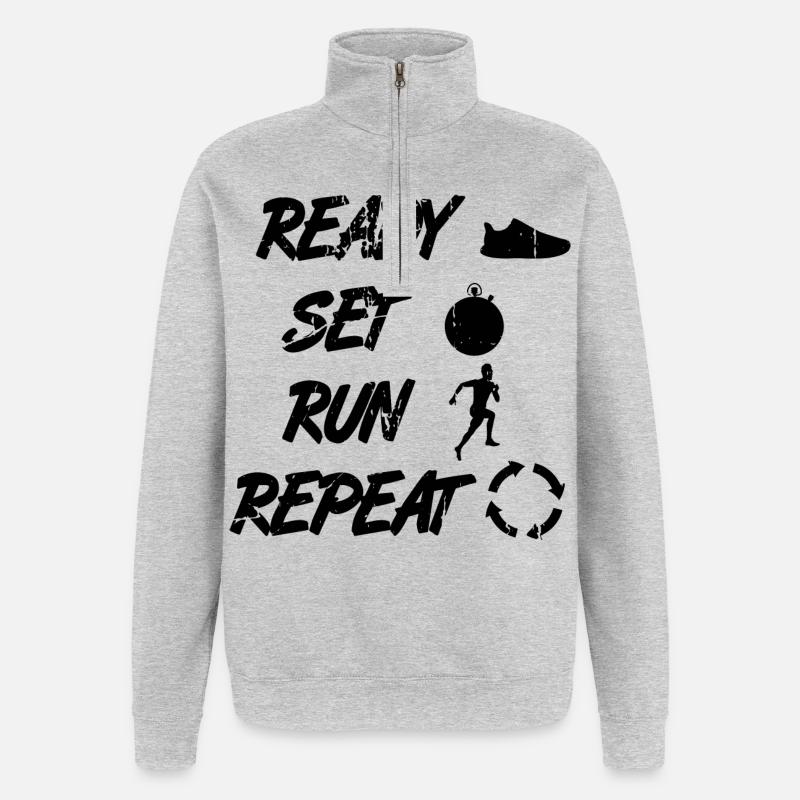 Funny Runner Routine - Quarter-Zip Sweatshirt - heather grey