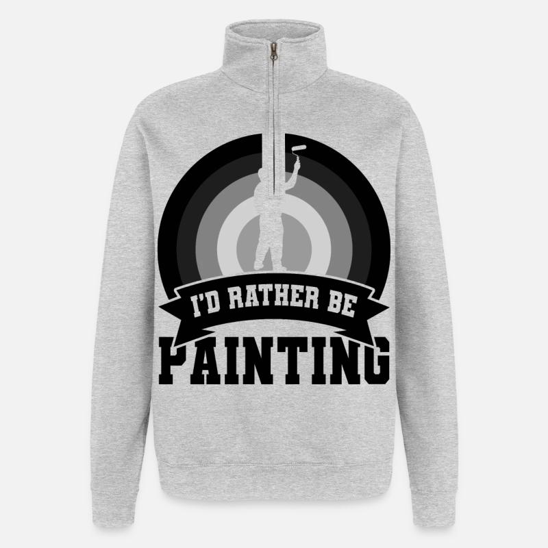 Witziges Maler Zitat - Quarter-Zip-Sweatshirt - Grau meliert
