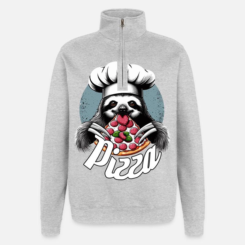 Pizza Yummy Sloth Gift - Quarter-Zip Sweatshirt - heather grey