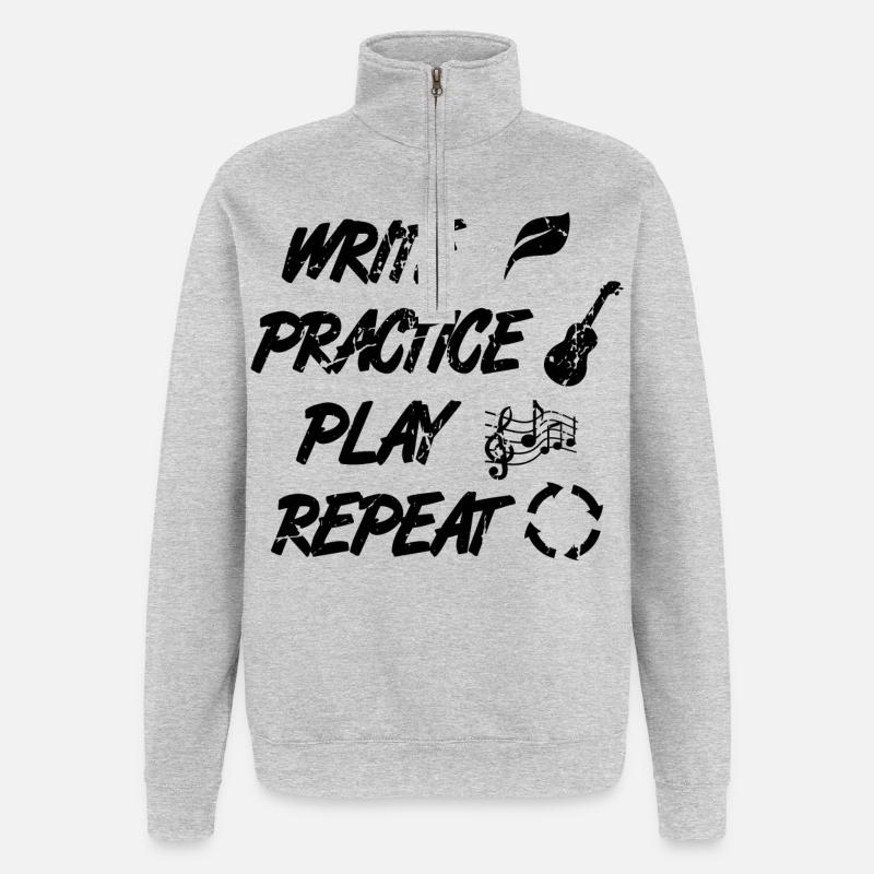 Citation de Ukulélé de motivation - Sweat à zip 1/4 - gris chiné