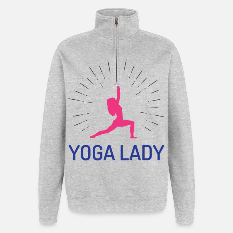 Yoga-Mädchen - Quarter-Zip-Sweatshirt - Grau meliert