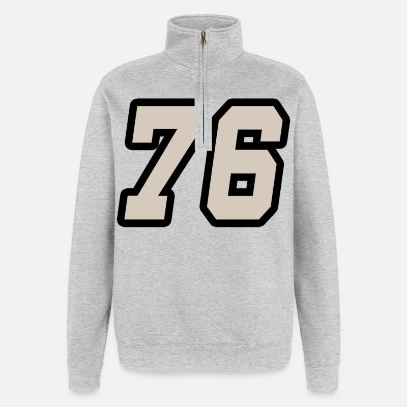 Nummer sechsundsiebzig 76 - Quarter-Zip-Sweatshirt - Grau meliert