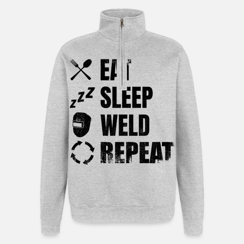 Eat Sleep Répéter la soudure - Sweat à zip 1/4 - gris chiné