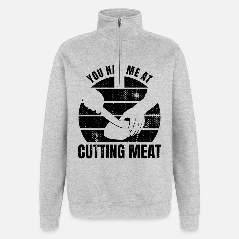 Schlachter Spruch - Quarter-Zip-Sweatshirt - Grau meliert