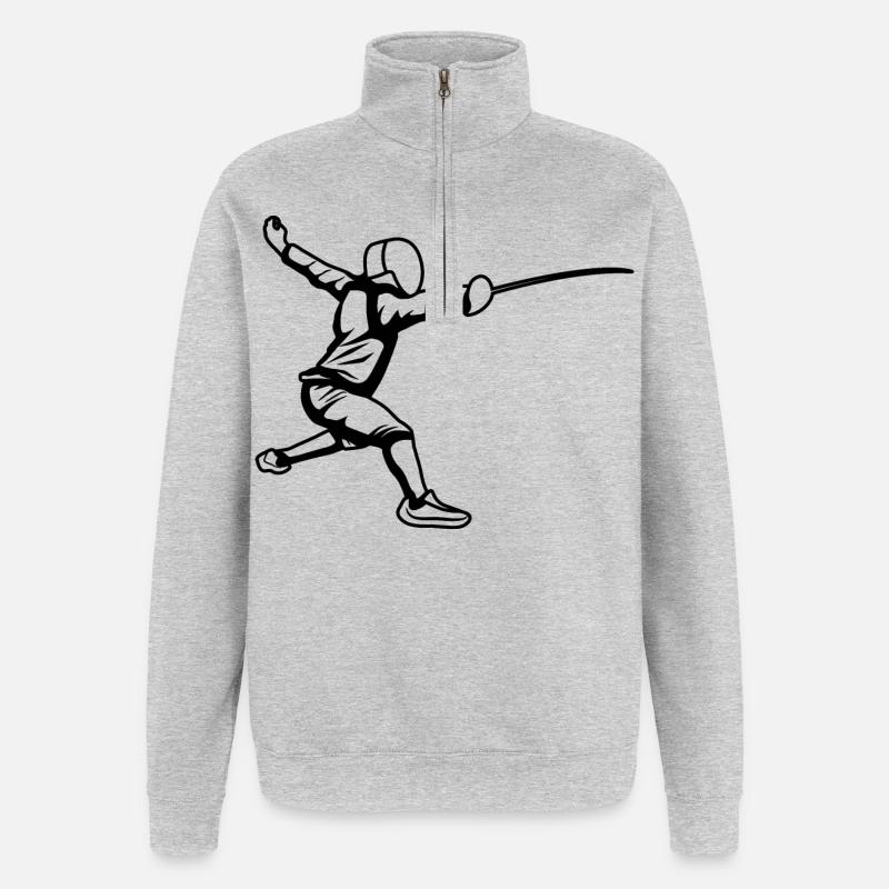 Fechter Skizze - Quarter-Zip-Sweatshirt - Grau meliert