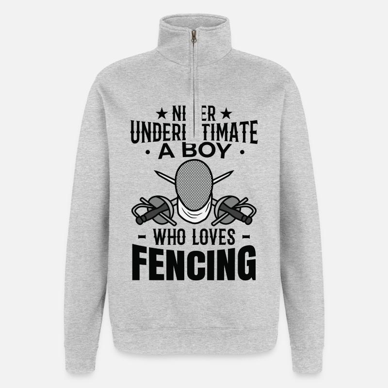 Fechtjunge - Quarter-Zip-Sweatshirt - Grau meliert