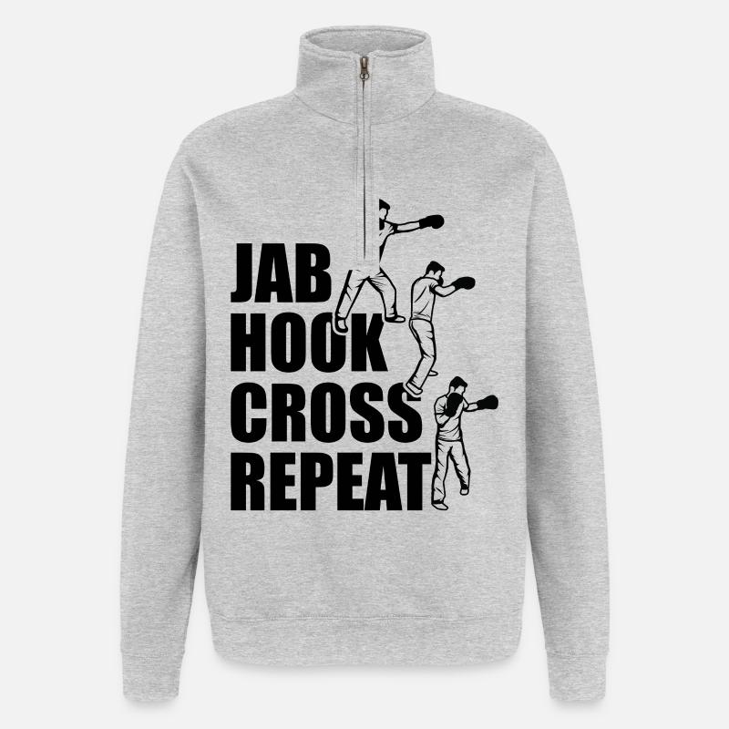 Techniques de boxe - Sweat à zip 1/4 - gris chiné