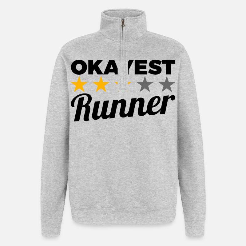 Lustiger Läufer - Quarter-Zip-Sweatshirt - Grau meliert