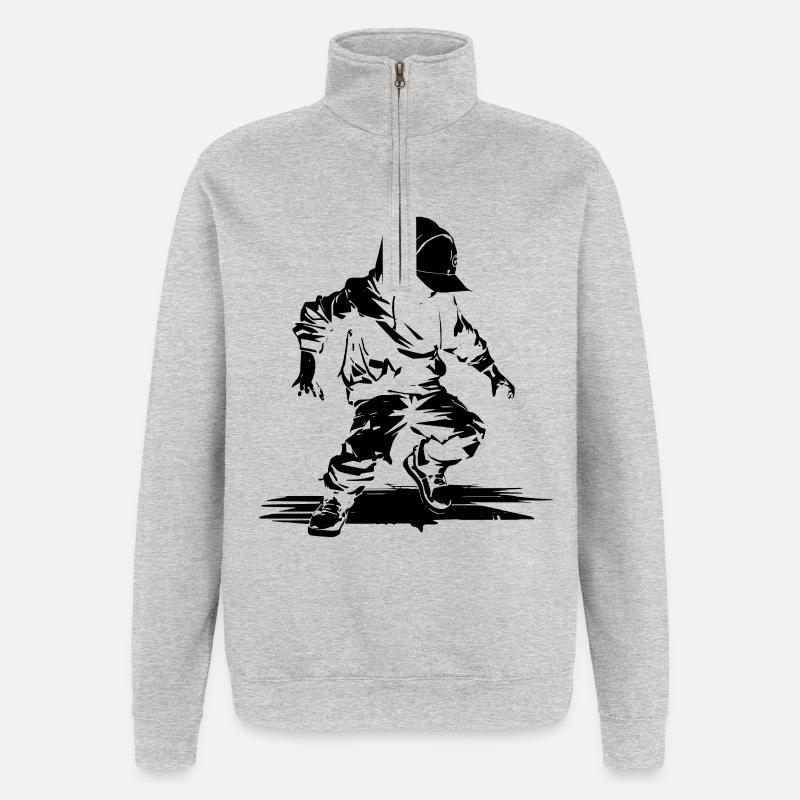 Illustration de danseuse de breakdance - Sweat à zip 1/4 - gris chiné