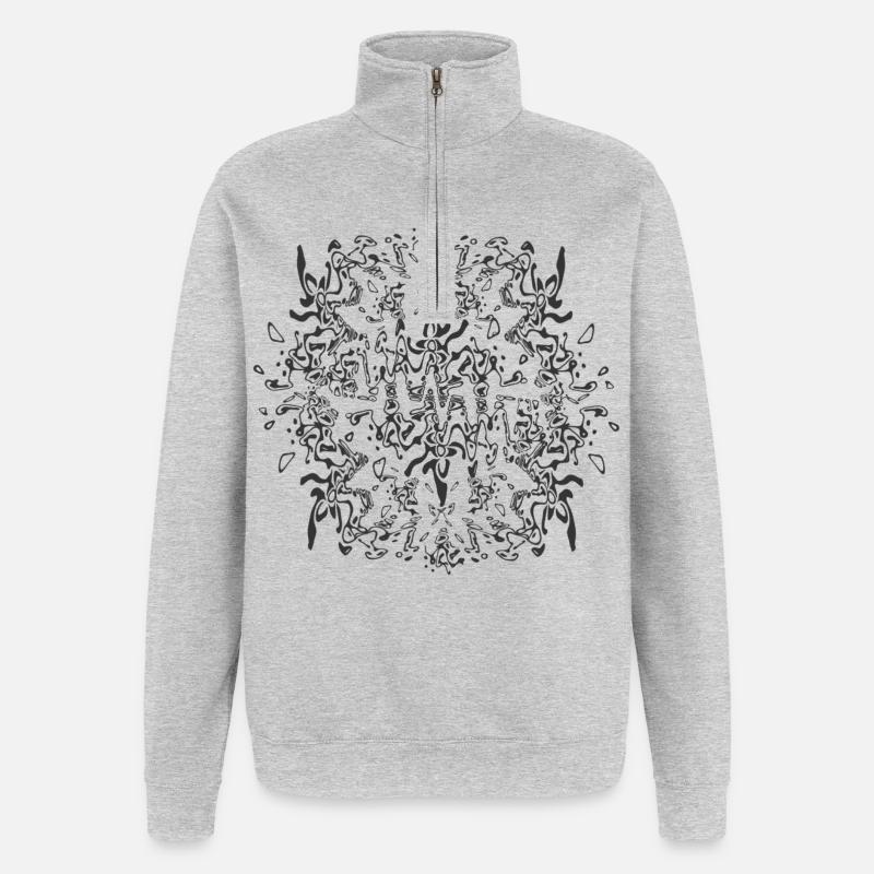 Abstract Black Mandala Pattern - Quarter-Zip Sweatshirt - heather grey