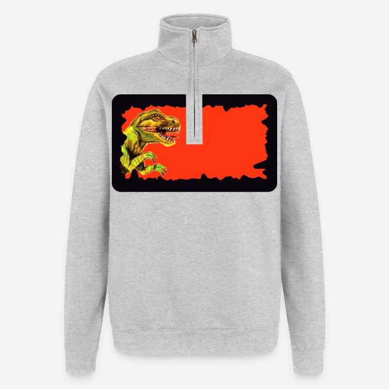 T-Rex Dinosaur | customizable - Quarter-Zip Sweatshirt - heather grey