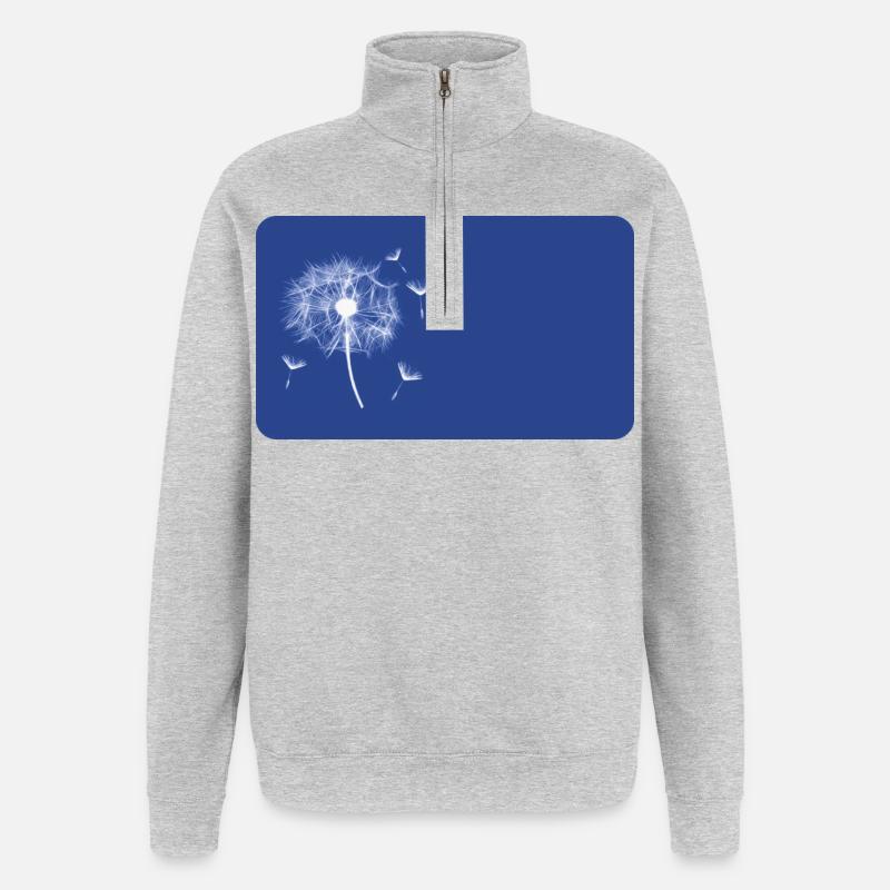 Pusteblume blau - personalisierbar - Quarter-Zip-Sweatshirt - Grau meliert