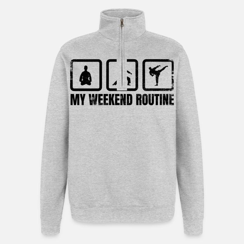 Ma routine du week-end - Sweat à zip 1/4 - gris chiné