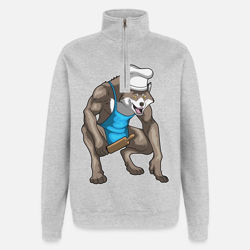 Werwolf Halloween Backen - Quarter-Zip-Sweatshirt - Grau meliert