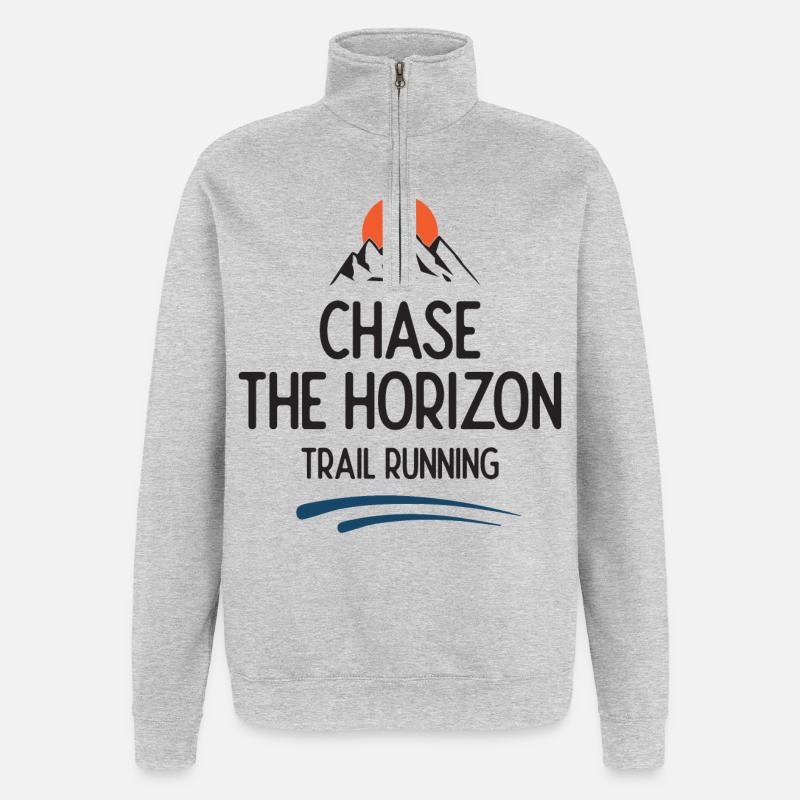 Trailrunning - Jagd auf den Horizont - Quarter-Zip-Sweatshirt - Grau meliert