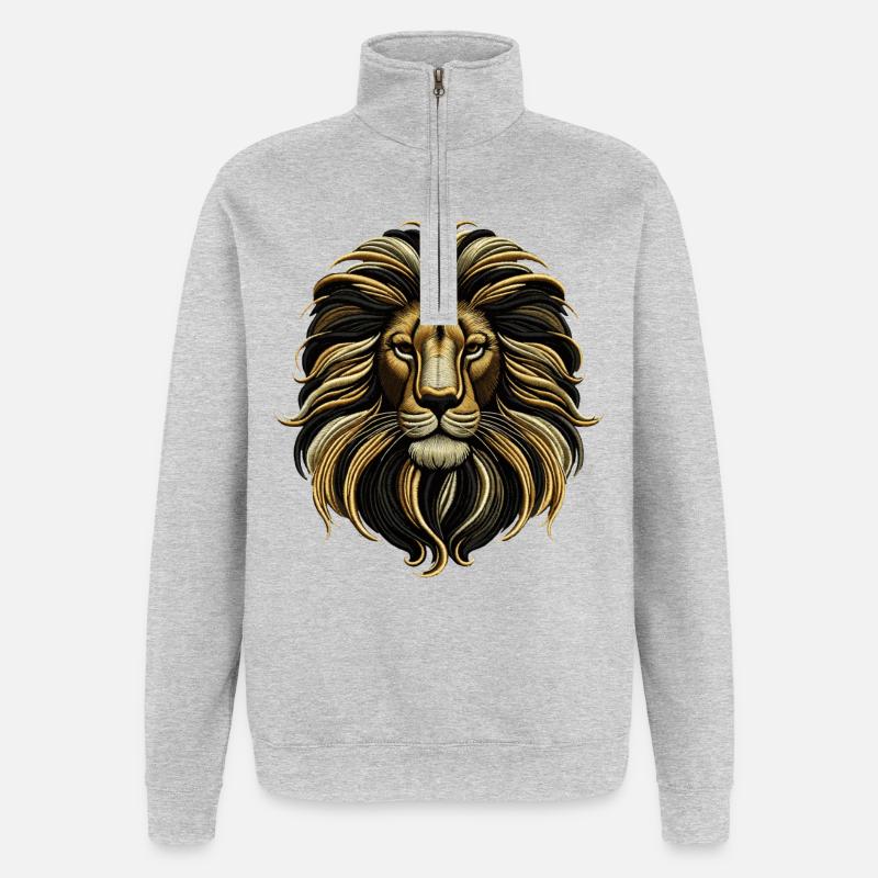 Emblème Élégance Entrelacée - Sweat à zip 1/4 - gris chiné