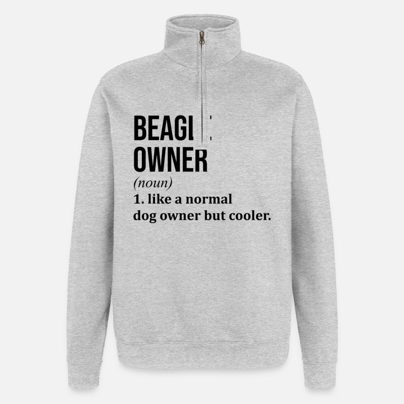 beagle - Sweat à zip 1/4 - gris chiné