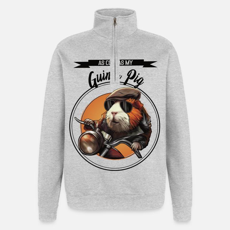 Cool guinea pig – statement design - Quarter-Zip Sweatshirt - heather grey