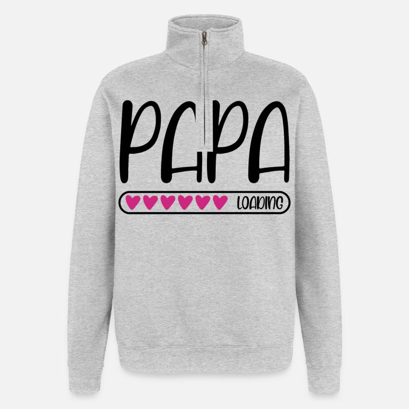 Papa loading - Quarter-Zip-Sweatshirt - Grau meliert