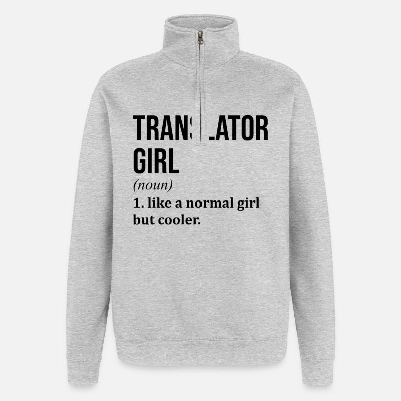 Translator - Sweat à zip 1/4 - gris chiné