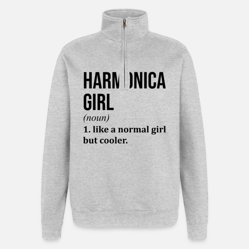 harmonica - Sweat à zip 1/4 - gris chiné