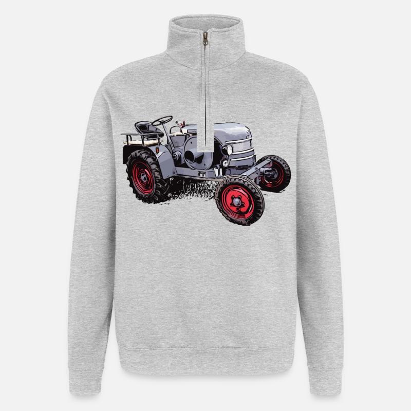 Oldtimer Traktor Kramer K12 - Quarter-Zip-Sweatshirt - Grau meliert
