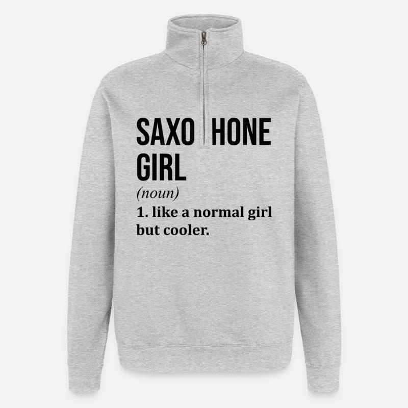 Saxophon - Quarter-Zip-Sweatshirt - Grau meliert