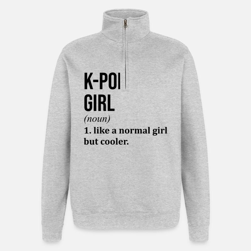 Kpop - Sweat à zip 1/4 - gris chiné