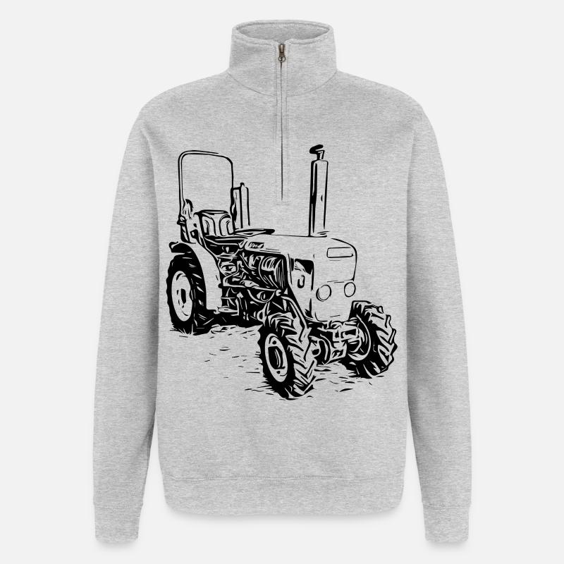 Schmalspurschlepper Traktor - Quarter-Zip-Sweatshirt - Grau meliert