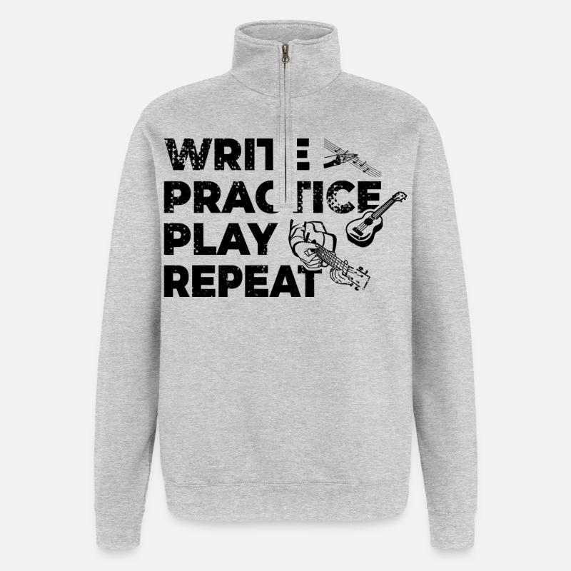 Writing, practicing, playing, repeating - Quarter-Zip Sweatshirt - heather grey