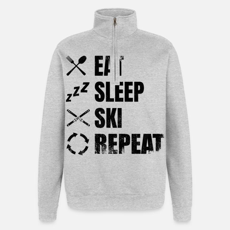 Skiing Lovers Routine - Quarter-Zip Sweatshirt - heather grey